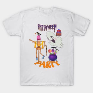 Spooktacular Halloween Party: Raven, Ghost, Witch's Cauldron, Scarecrow, Candy Treats - Happy Halloween T-Shirt